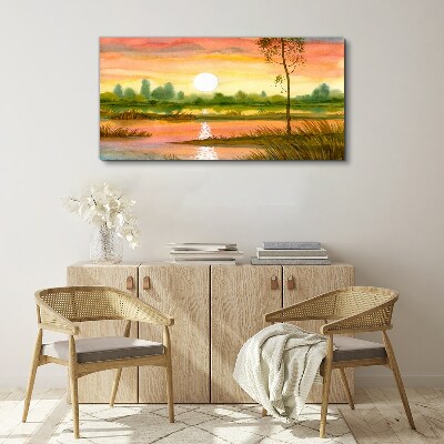 Obraz na plátně Akvarel Sunset Tree