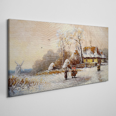 Obraz na plátně Zimní vesnice Snow Strom