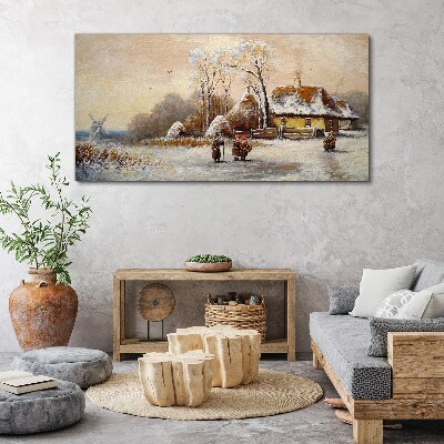 Obraz na plátně Zimní vesnice Snow Strom