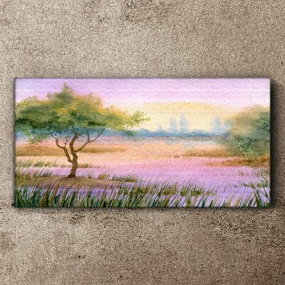 Obraz na plátně Akvarely stromu voda