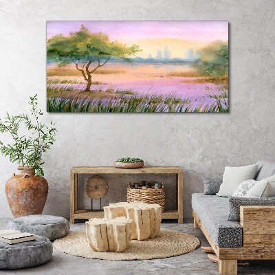 Obraz na plátně Akvarely stromu voda