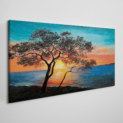 Obraz na plátně Sunset stromu moře moře
