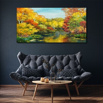 Obraz na plátně Lesní řeka Stromy Sky