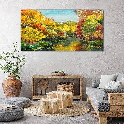 Obraz na plátně Lesní řeka Stromy Sky