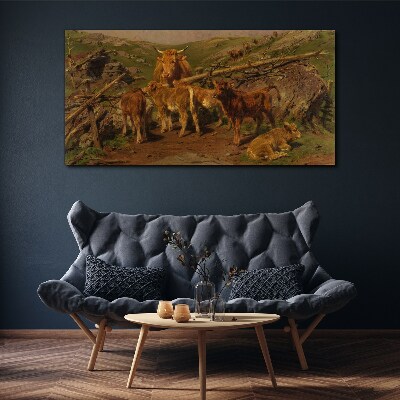 Obraz na plátně Krajina krávy zvířat