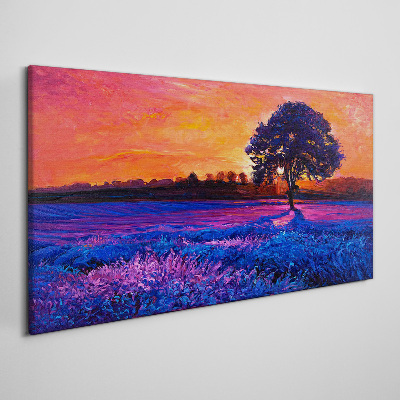 Obraz na plátně Sunset strom květiny