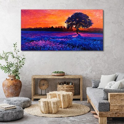 Obraz na plátně Sunset strom květiny