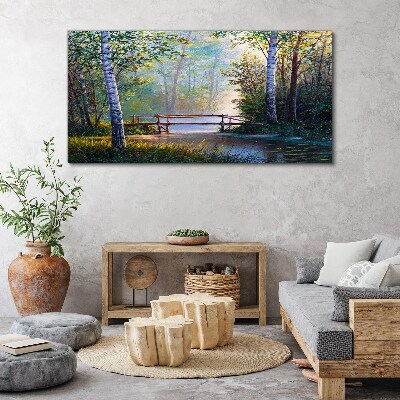 Obraz na plátně Lesní říční most příroda