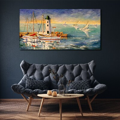 Obraz na plátně Přístavní lodě Lighthouse