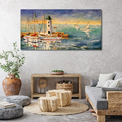Obraz na plátně Přístavní lodě Lighthouse