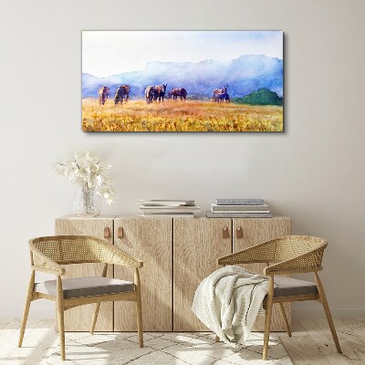 Obraz na plátně Zvířata koně louka příroda