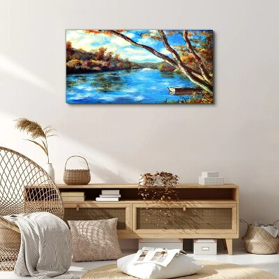 Obraz na plátně Lesní řeka mrak příroda