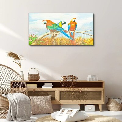 Obraz na plátně Zvířecí ptáci papoušek mraky