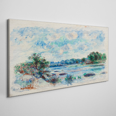 Obraz na plátně Řeka lesní obloha