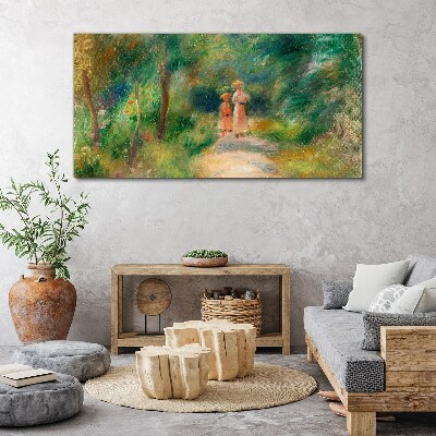 Obraz na plátně Baby žena s lesní cestou