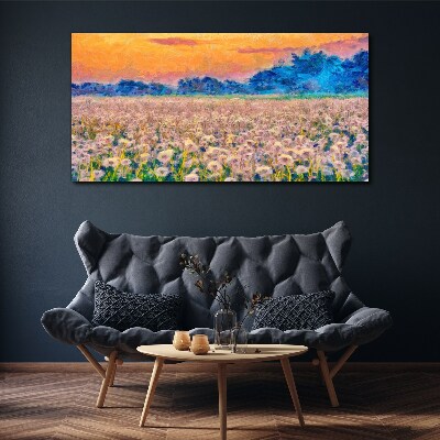 Obraz na plátně Pampeliška louka západu slunce