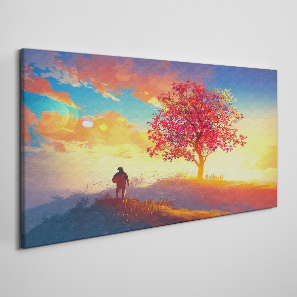 Obraz na plátně Hill Sunset Tree