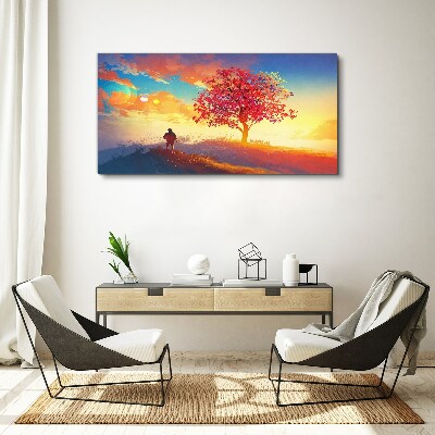 Obraz na plátně Hill Sunset Tree