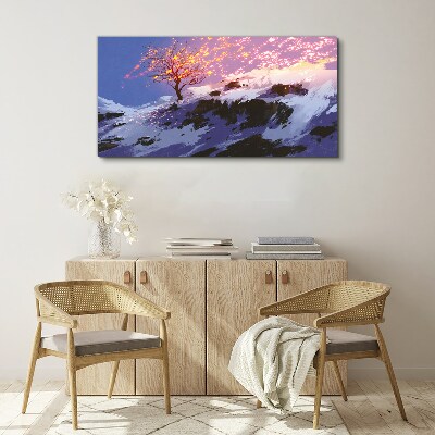 Obraz na plátně Horský strom zimní sníh