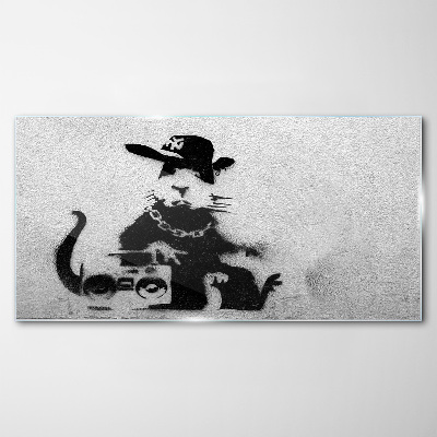 Obraz na skle Kapuce krysa banksy