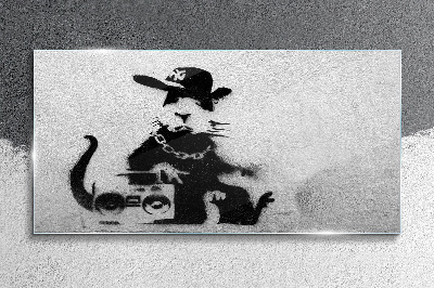 Obraz na skle Kapuce krysa banksy