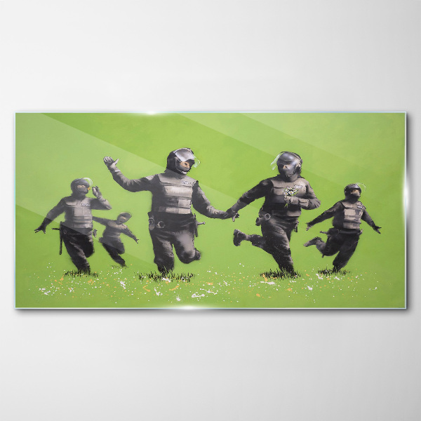 Obraz na skle Pořádková policie na Banksy Field
