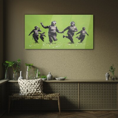 Obraz na skle Pořádková policie na Banksy Field
