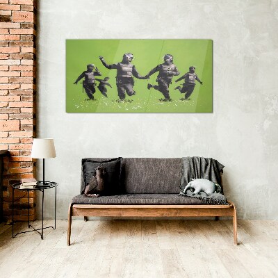 Obraz na skle Pořádková policie na Banksy Field