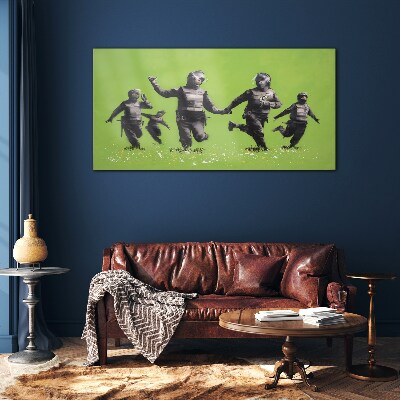 Obraz na skle Pořádková policie na Banksy Field