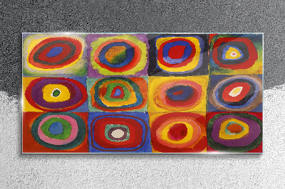 Obraz na skle Barevné studio: Čtverce se soustřednými kruhy Kandinsky