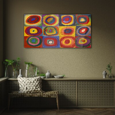 Obraz na skle Barevné studio: Čtverce se soustřednými kruhy Kandinsky