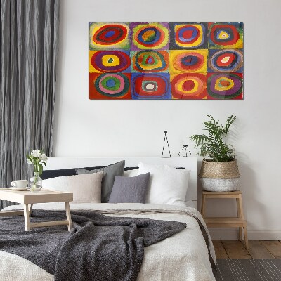 Obraz na skle Barevné studio: Čtverce se soustřednými kruhy Kandinsky