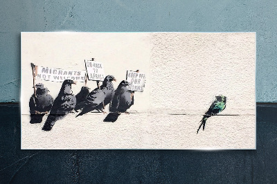 Obraz na skle Protestující Birds Banksy