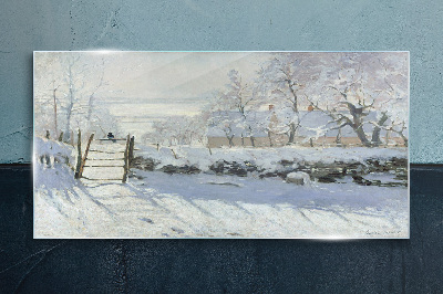 Obraz na skle Zimní krajina s bránou