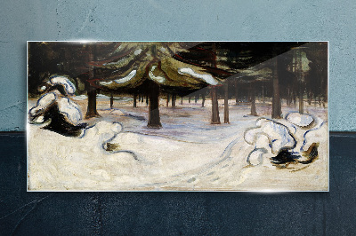 Obraz na skle Zima v lesní munch