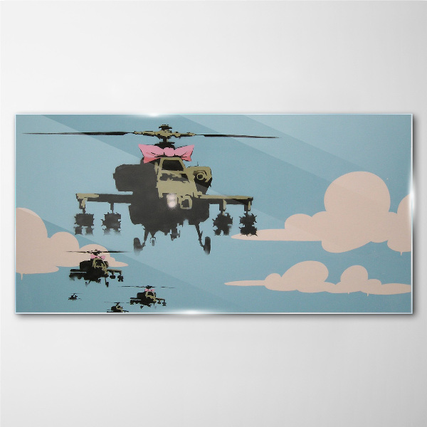 Obraz na skle Banksy Helicopter