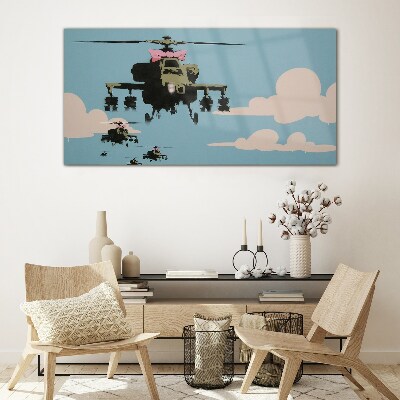 Obraz na skle Banksy Helicopter