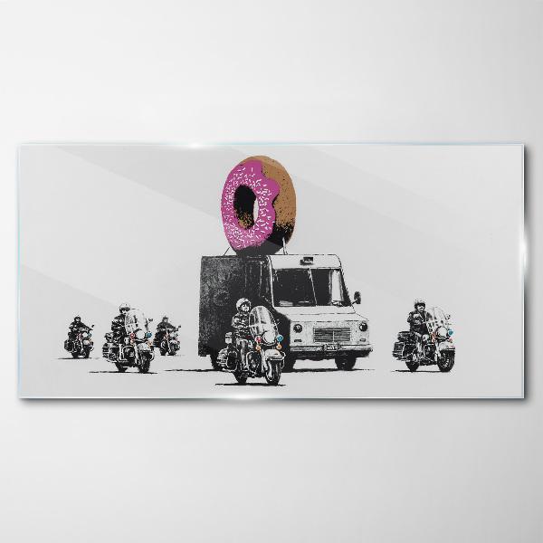 Obraz na skle Donuts Police Banksy