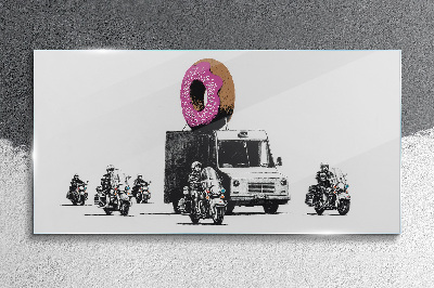Obraz na skle Donuts Police Banksy