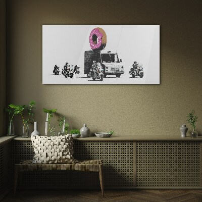 Obraz na skle Donuts Police Banksy