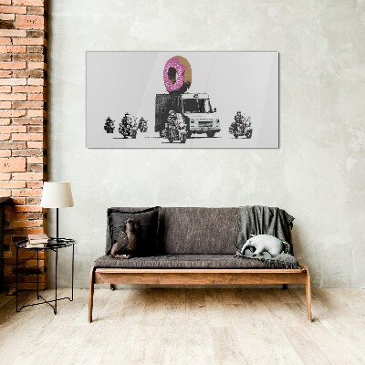 Obraz na skle Donuts Police Banksy