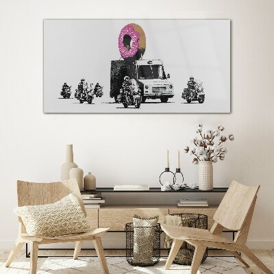 Obraz na skle Donuts Police Banksy