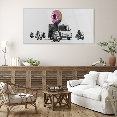 Obraz na skle Donuts Police Banksy
