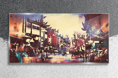 Obraz na skle Streetscape v nočních barvách