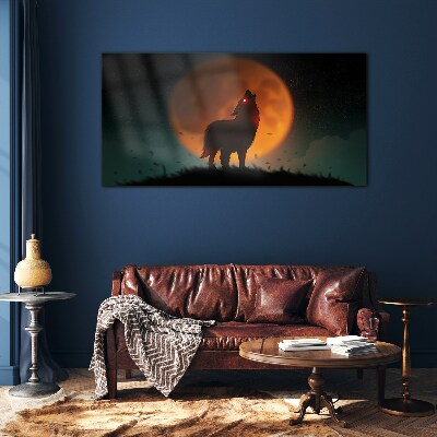 Obraz na skle Zvířecí vlk Měsíc Sky