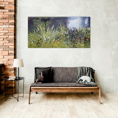 Obraz na skle Řeka květiny Tráva
