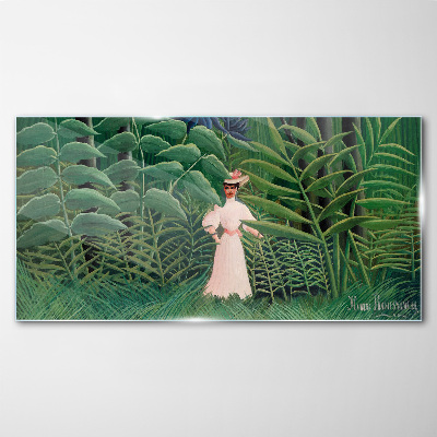 Obraz na skle Džungle žena listy