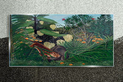 Obraz na skle Jungle Tiger ovocný strom