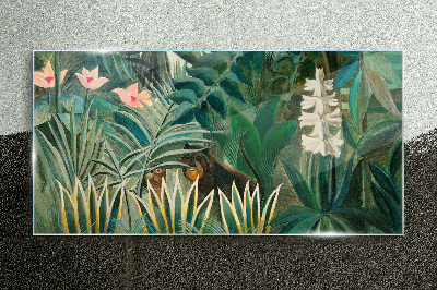 Obraz na skle Jungle zvířata stromy
