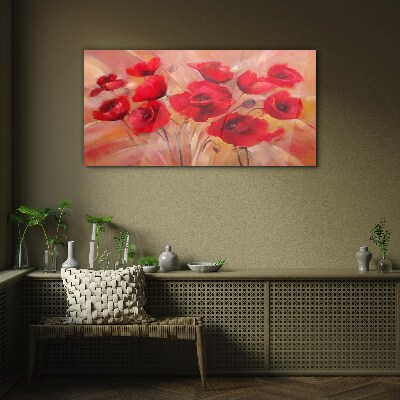 Obraz na skle Červené květy mák